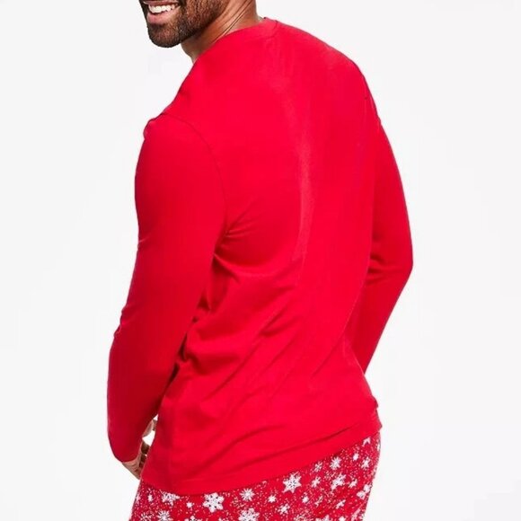 Family Pajamas Men's Knit Crew-Neck Pajama Top, Red Merry Christmas - Picture 2 of 3